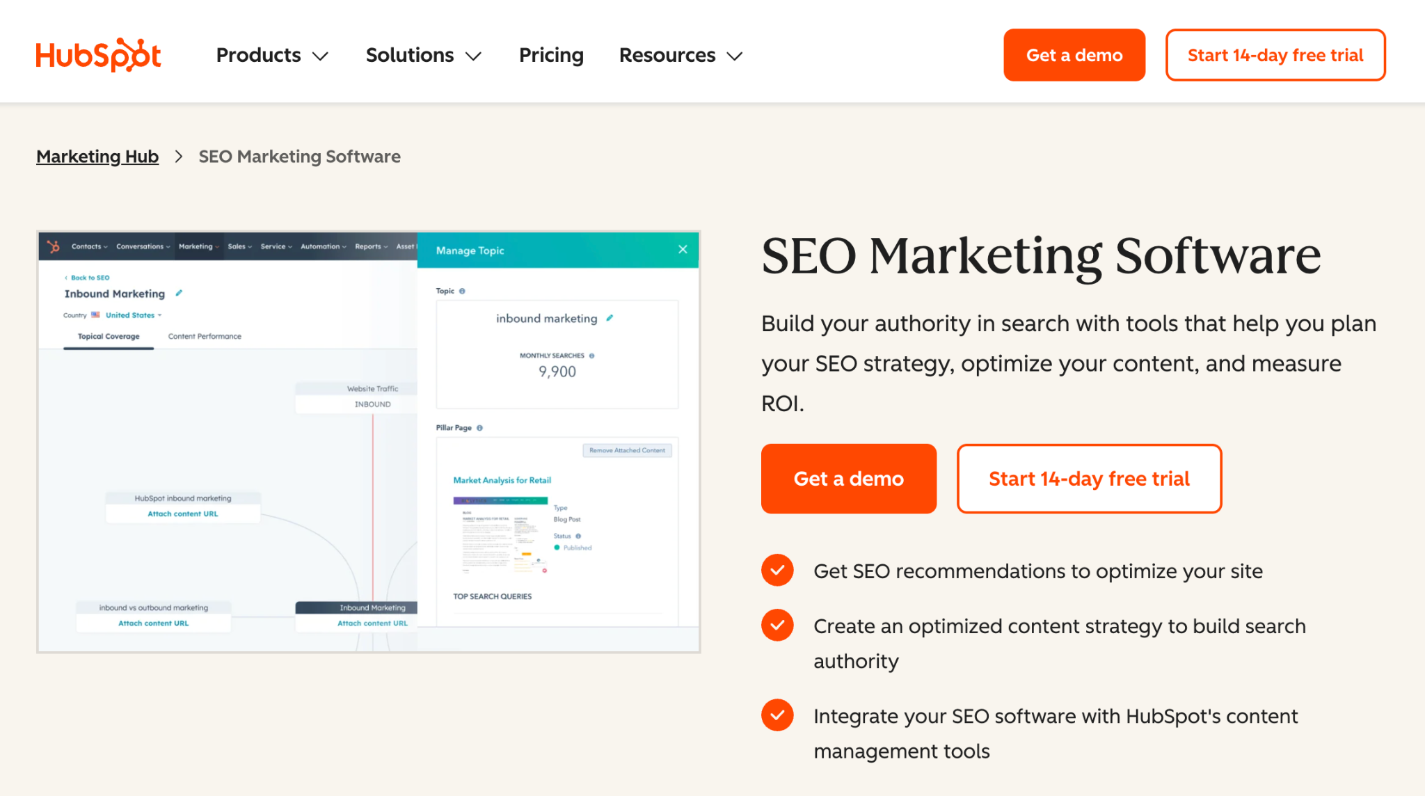 HubSpot landing page