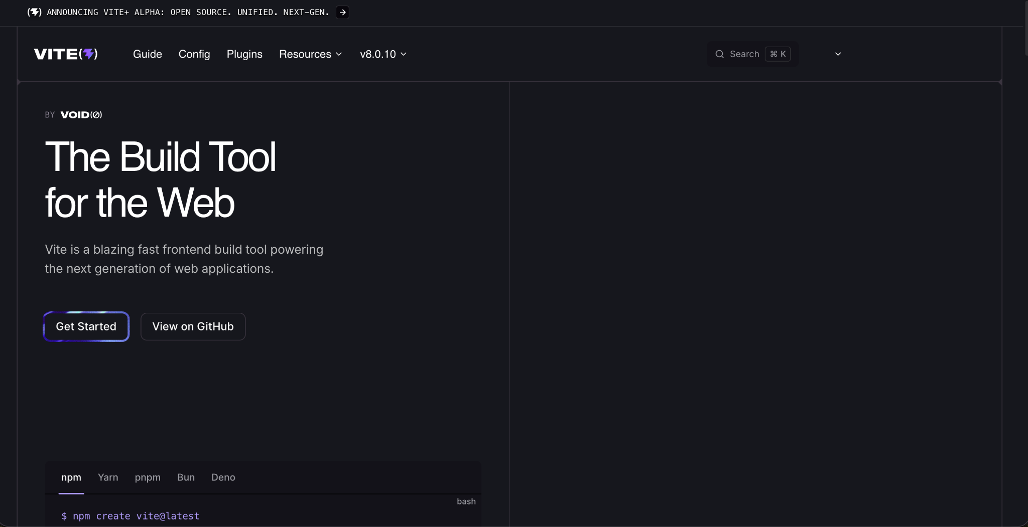Vite landing page