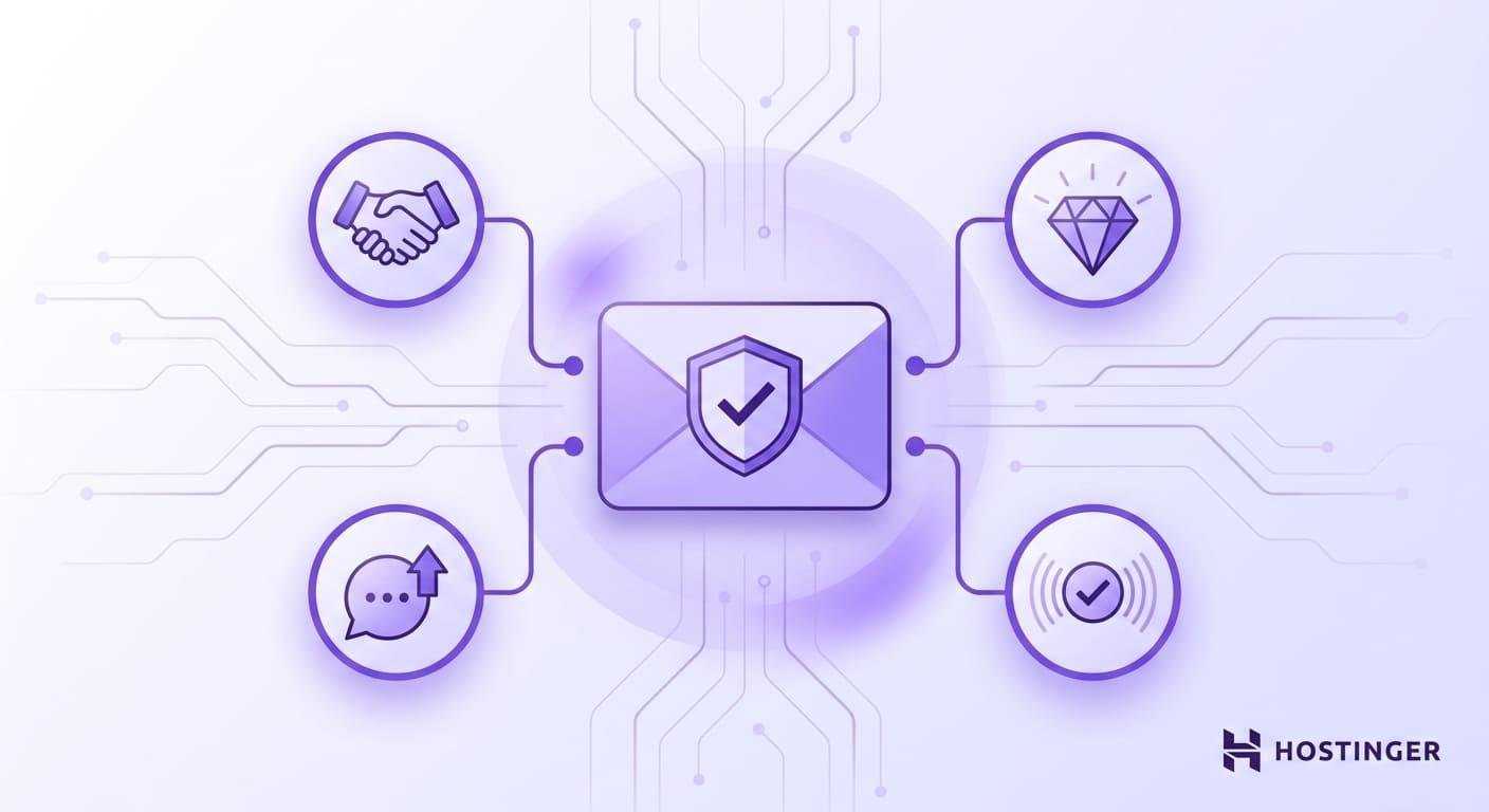 Benefits of using a professional email address: trust, brand identity, clear communication, and better deliverability.