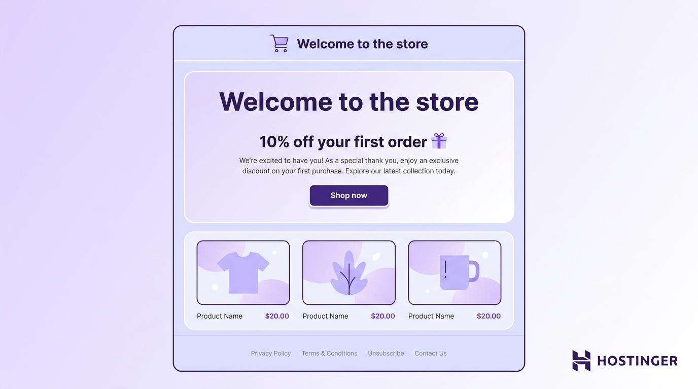 First-purchase welcome newsletter