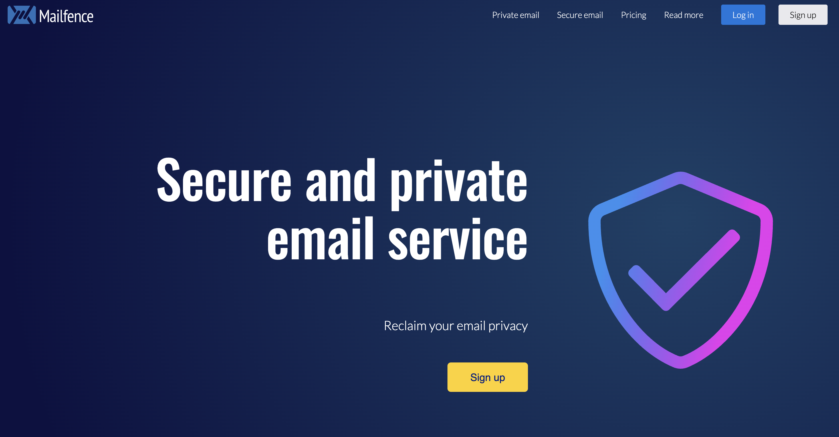 Mailfence's home page