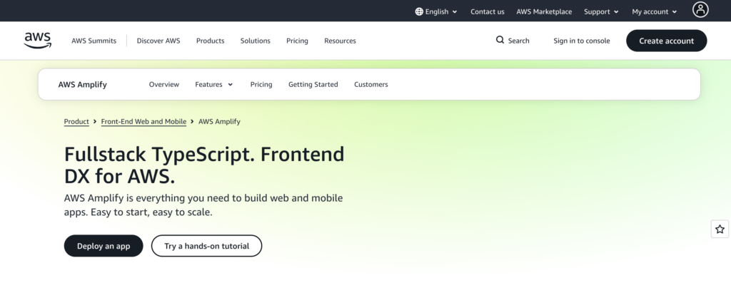 aws-amplify-homepage Homepage of AWS Amplify, a deployment and backend platform for Codex-generated frontend and full-stack apps built with modern JavaScript frameworks.