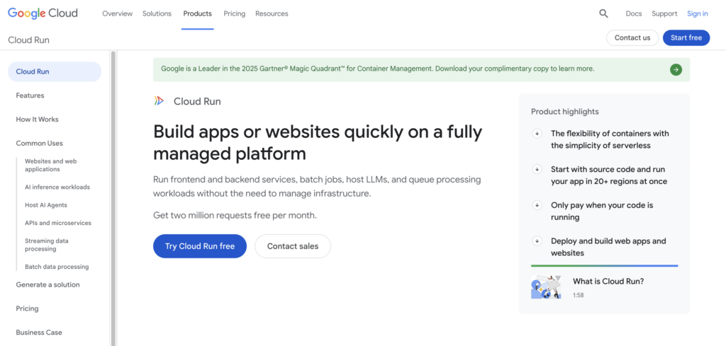 google-cloud-run-homepage Homepage of Google Cloud Run, a serverless container platform for Codex-generated APIs, web services, microservices, and stateless apps.