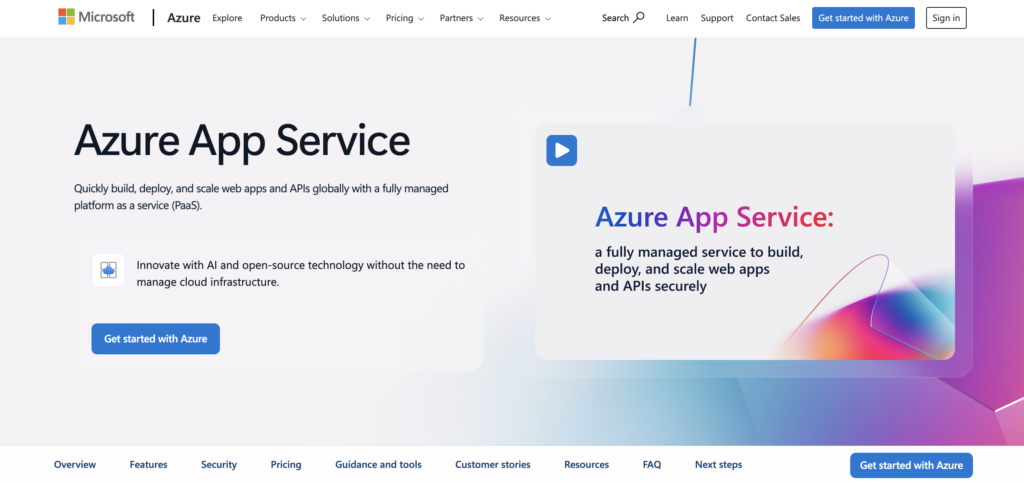 azure-app-service-homepage Homepage of Azure App Service, a managed Microsoft cloud platform for hosting Codex-generated web apps, APIs, containers, and enterprise applications.