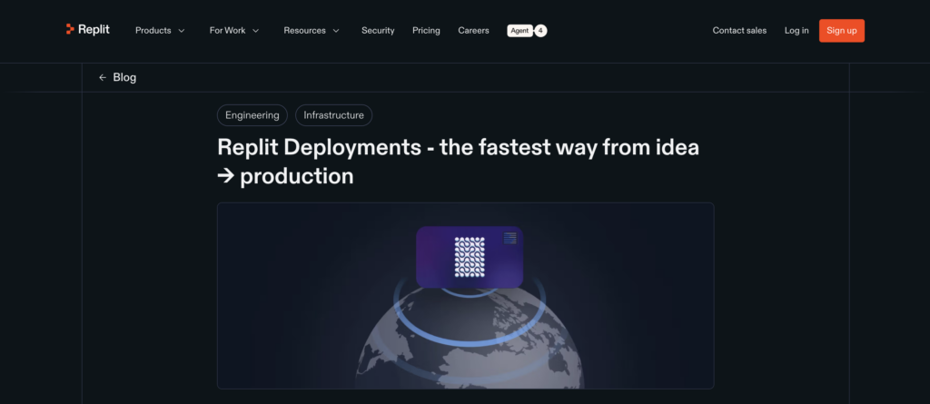 replit-deployments-homepage Replit Deployments, a hosting option for apps developed or imported inside Replit's browser-based environment, including projects started with Codex.