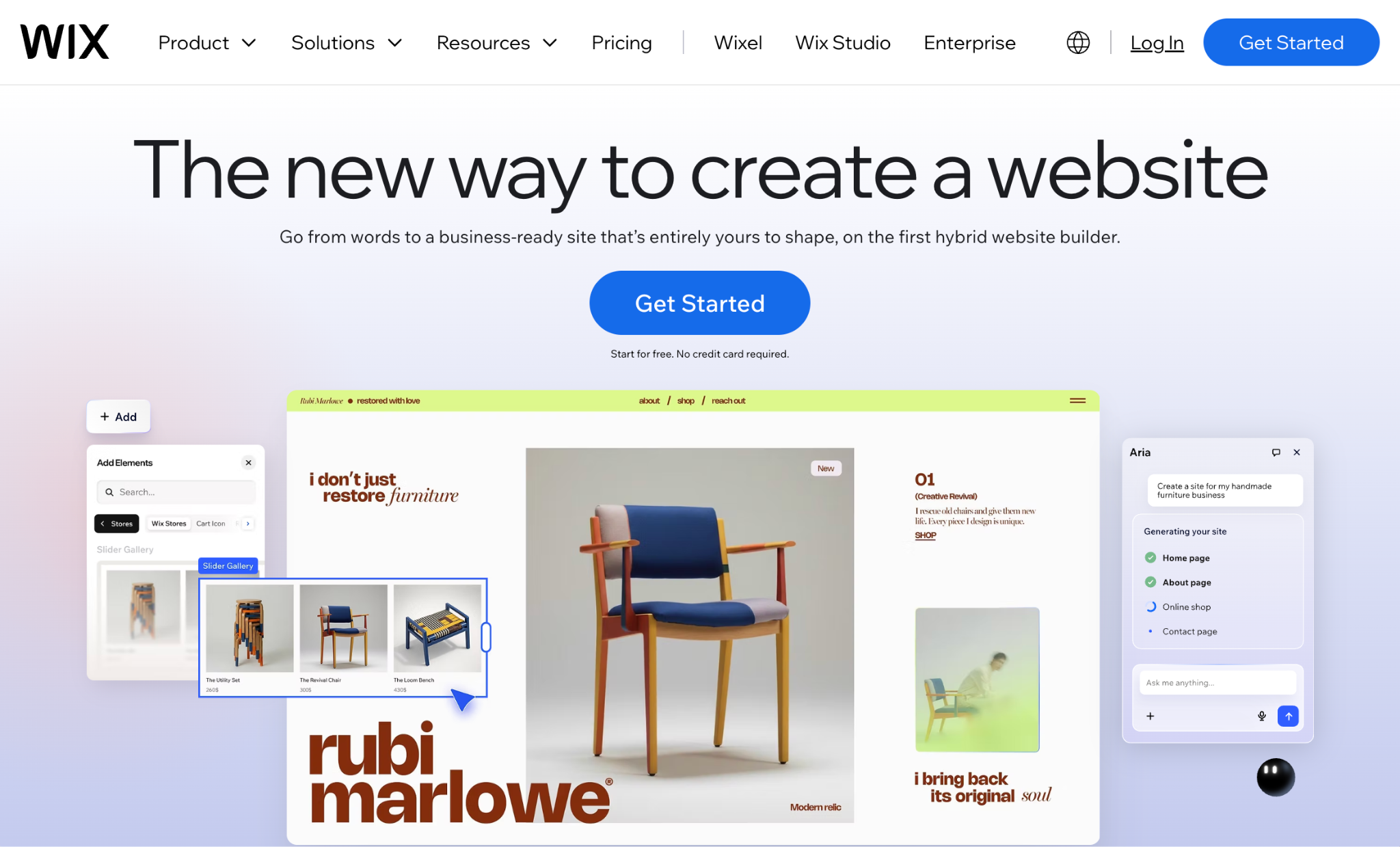 Wix homepage with the headline 