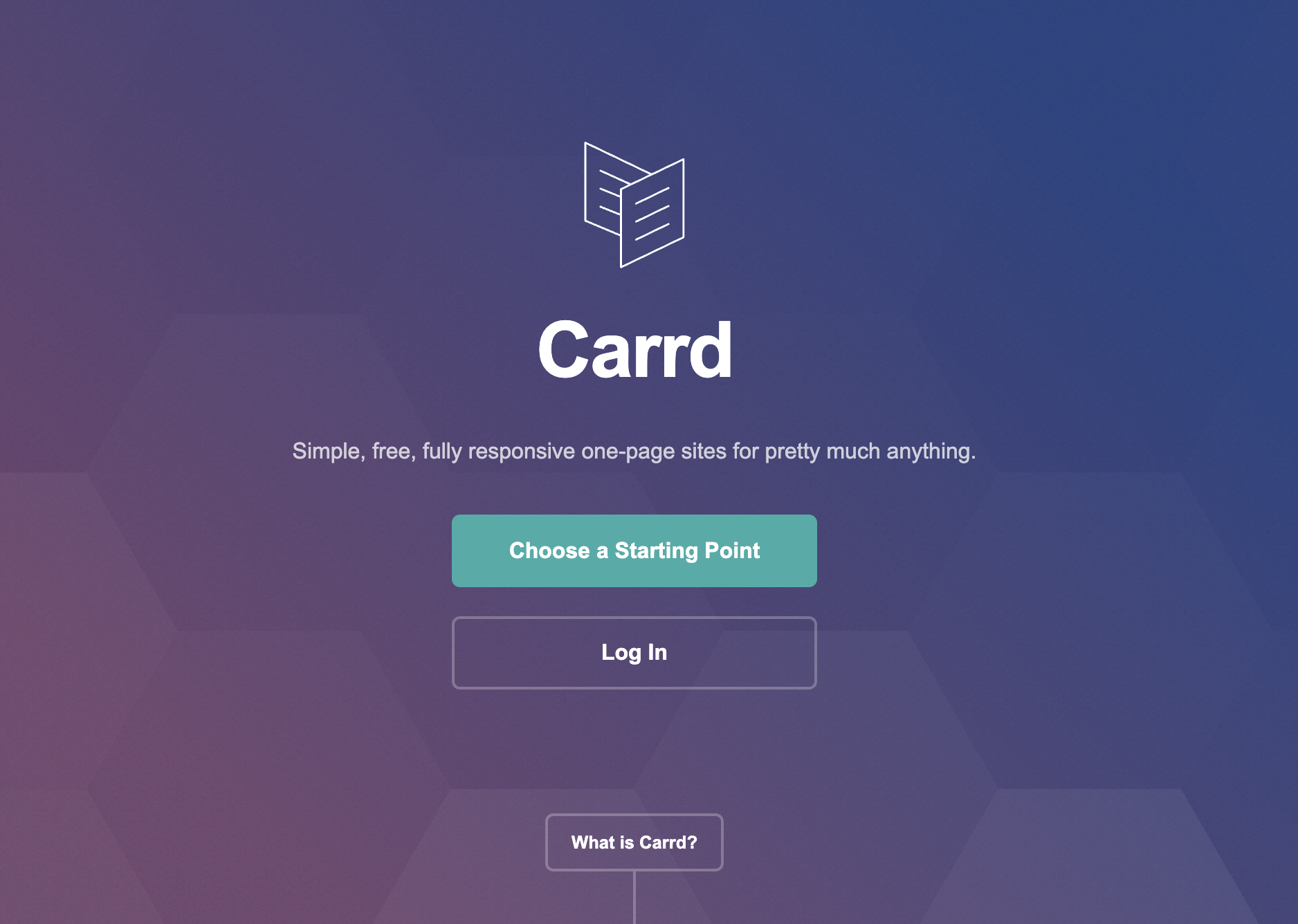 Carrd homepage with the tagline 