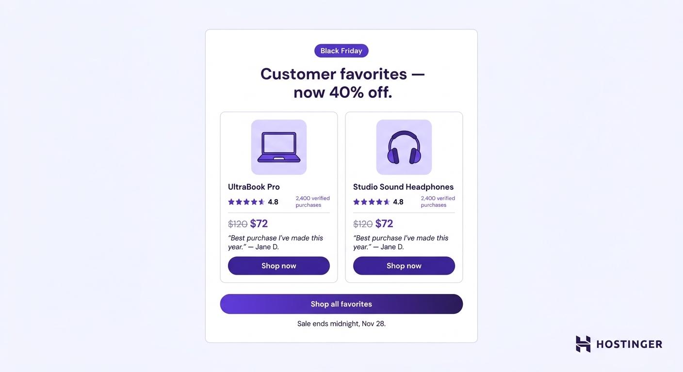 Black Friday social proof email
