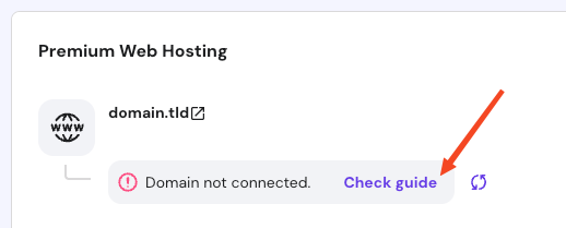 The check guide button on the Websites list.