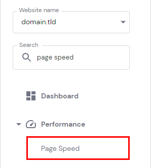 The Page Speed menu option
