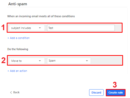 Creating email rules in Titan Email