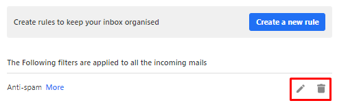 Managing email rules in Titan Email