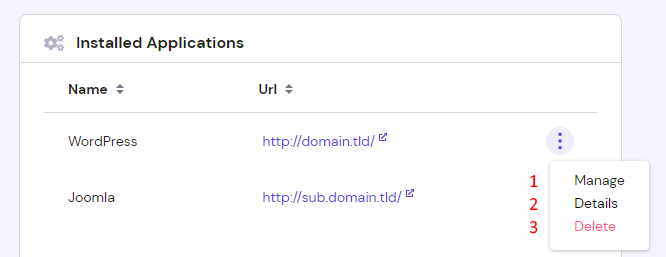 The Installed Applications section showing the management options