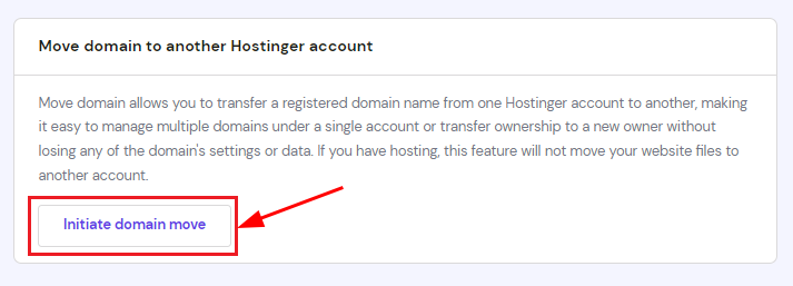 The Initiate domain move button