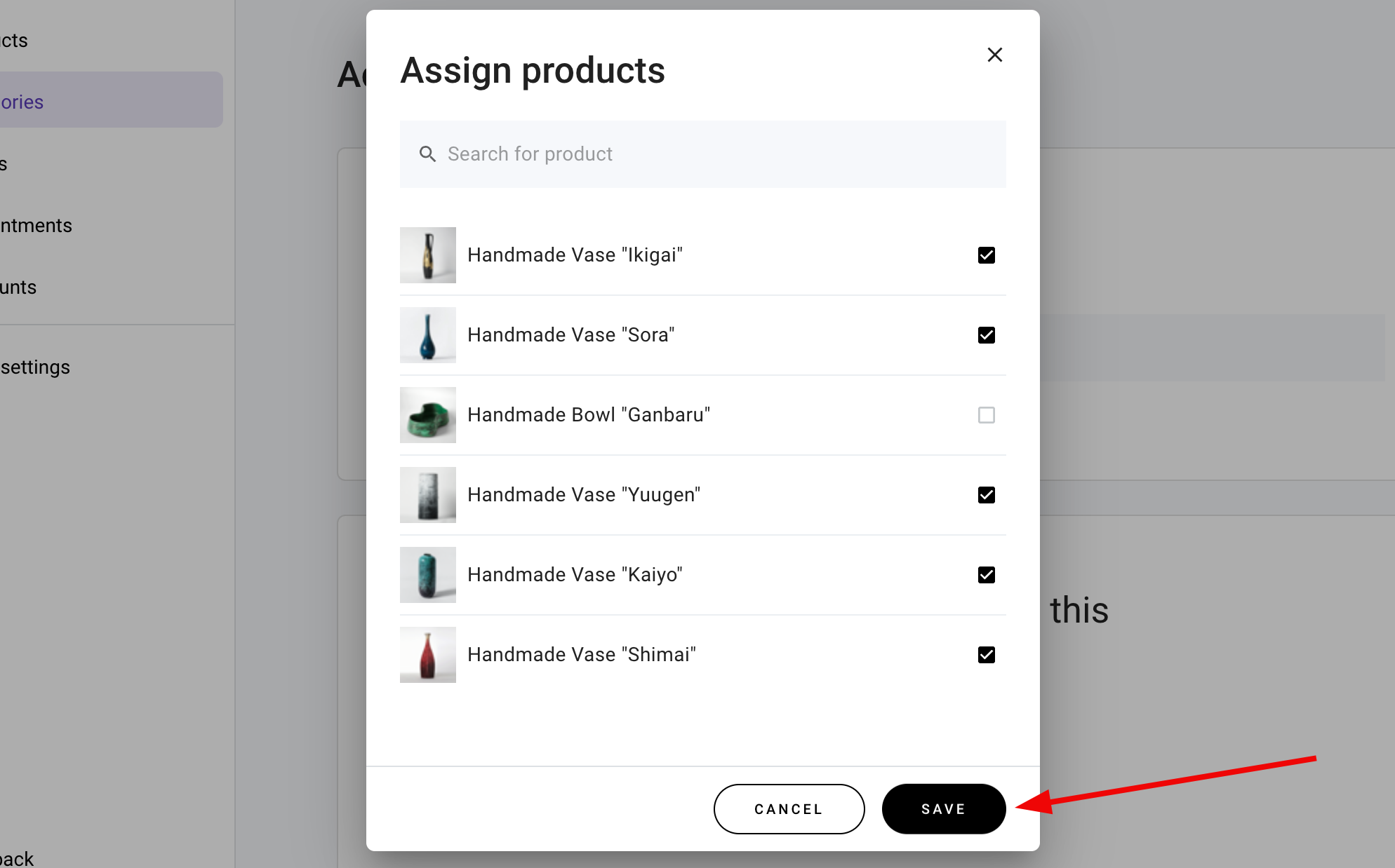 Assigning products to a category in Hostinger Website Builder