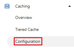 The Caching Configuration menu option at Cloudflare