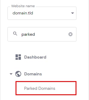 The Parked Domains menu option on hPanel sidebar
