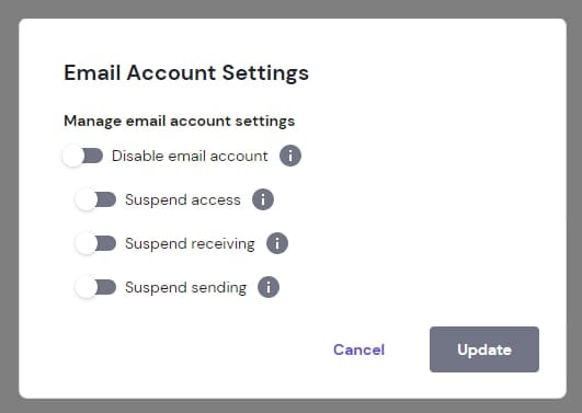 The Email Account Settings option for Hostinger Email accounts