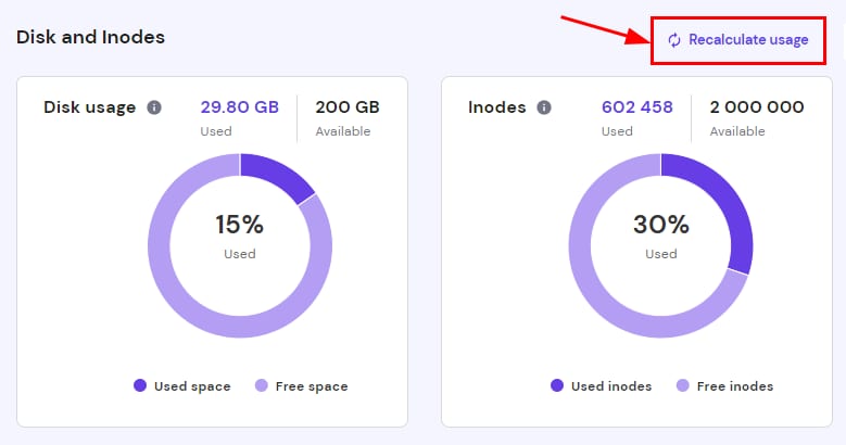 The option to recalculate the resources usage