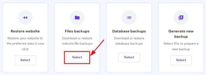 The Files Backups option on the Backups section