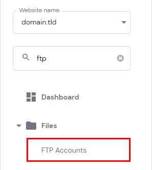 FTP Accounts settings in hPanel