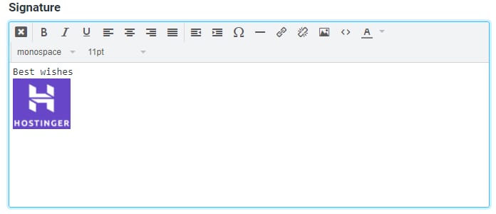 The HTML signature options
