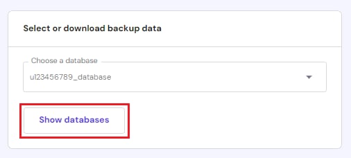 The date selector for database backups