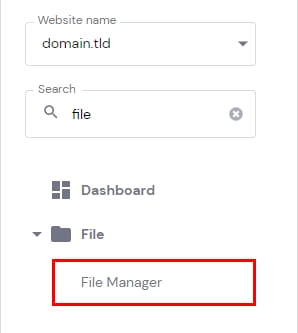 The hPanel sidebar showing to select File Manager