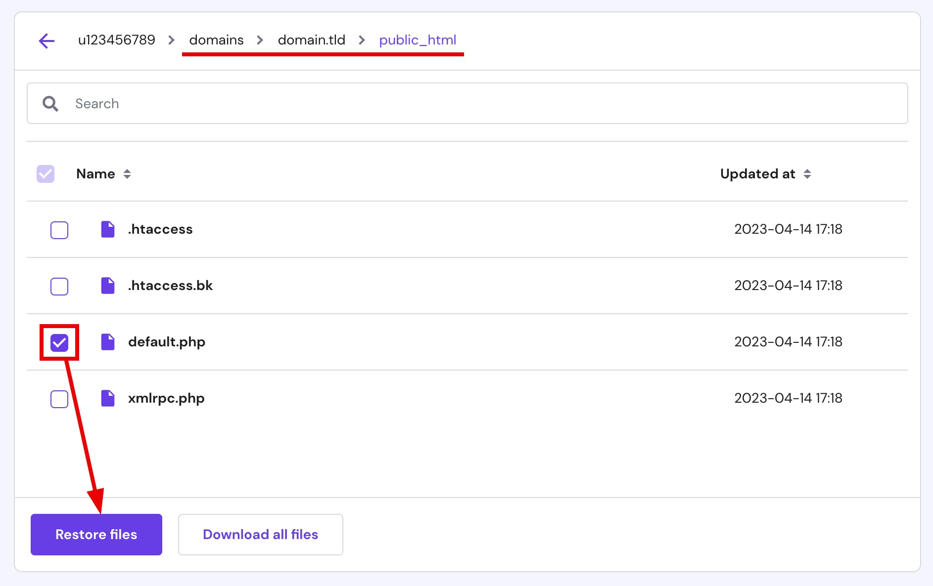 Viewing restoration status