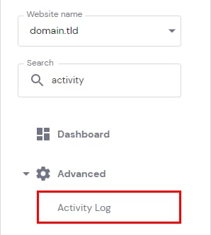 The Activity Log menu item