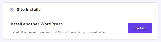 The Site Intsalls section in WordPress → Overview → Dashboard
