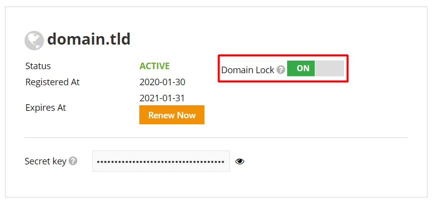 Domain lock settings