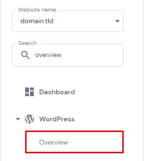 The WordPress Overview option in hPanel