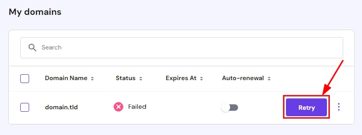 The Retry registration button