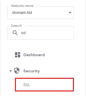 The SSL menu item