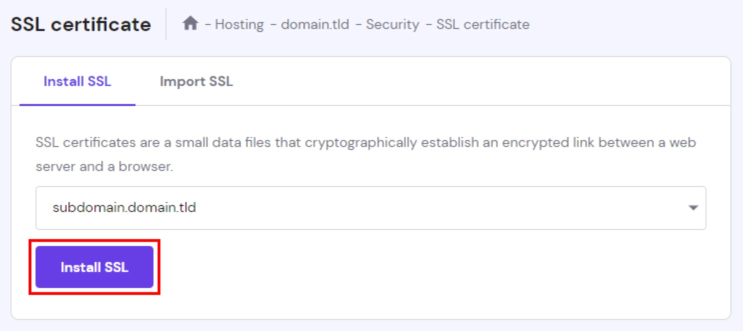 Installing a SSL certificate