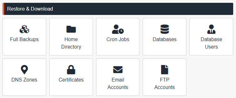The JetBackup 5 restoring options