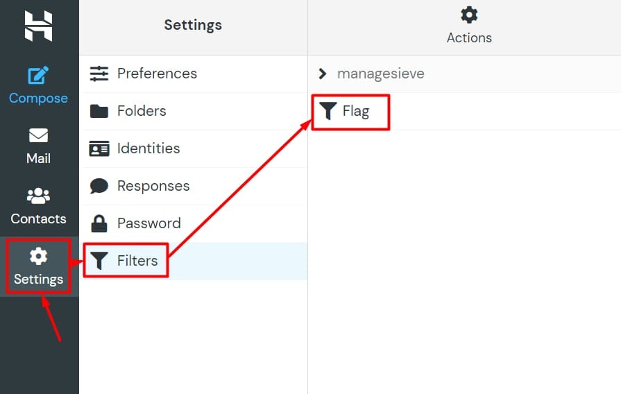 Managing filters with Hostinger Email