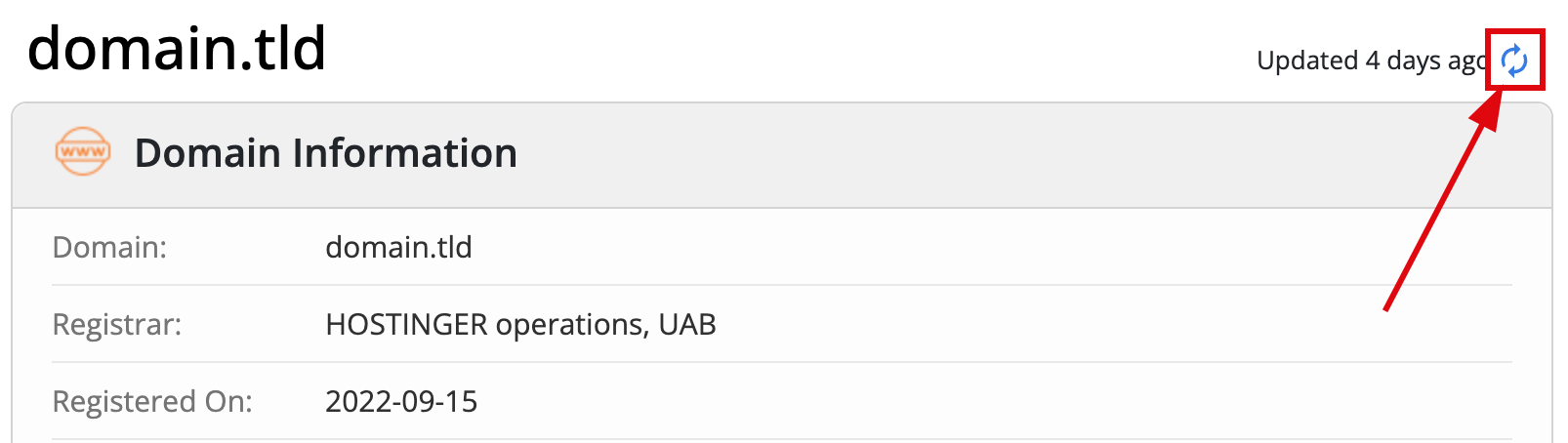 Looking up a domain name in Whois, the public domains database