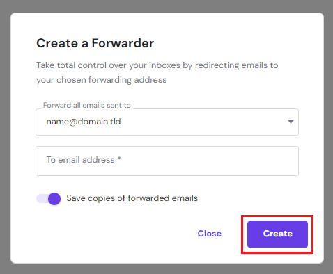 The required parameters to create a new forwarder
