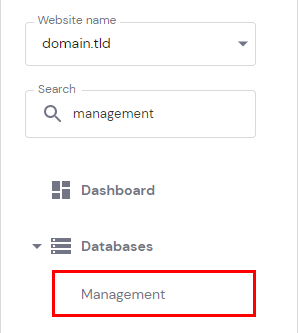 The database management menu item