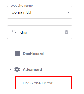 The DNS Zone Editor menu option in hPanel sidebar