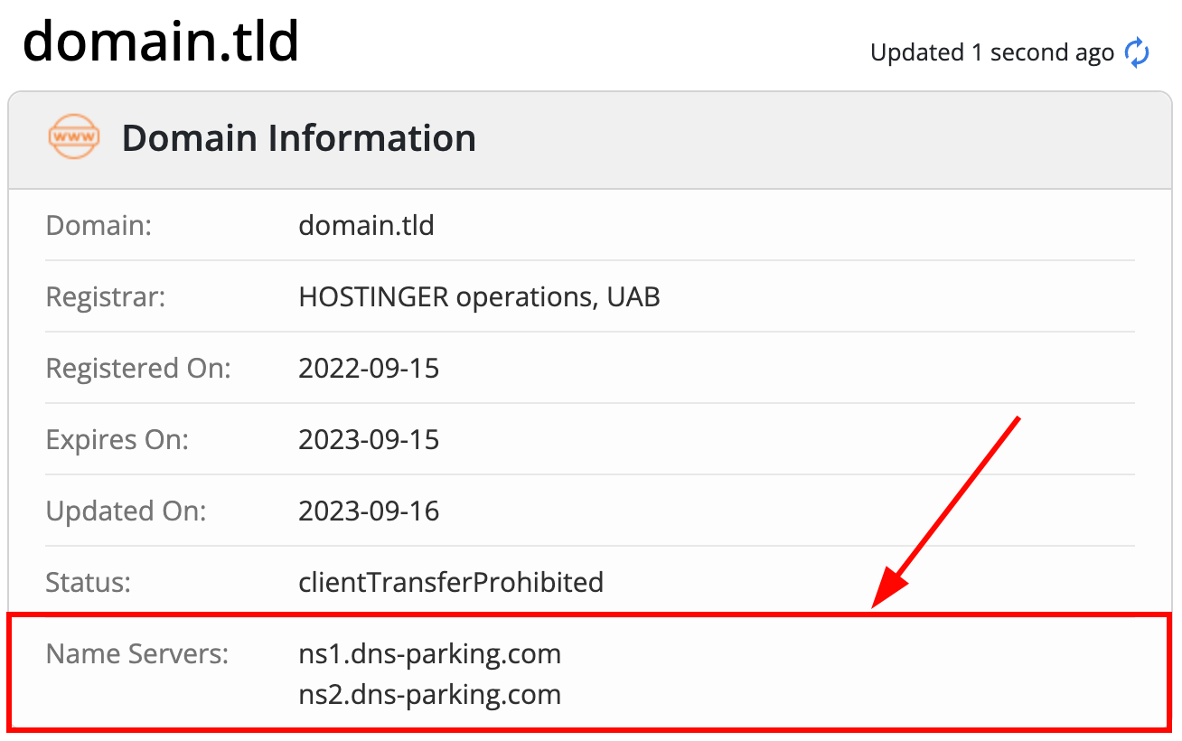 Looking up a domain name in Whois, the public domains database
