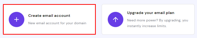The button to create a new Hostinger email account