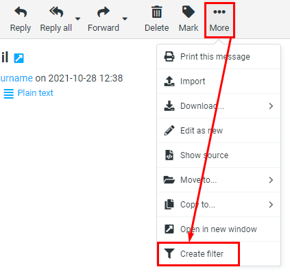 Creating a filter with Hostinger Email