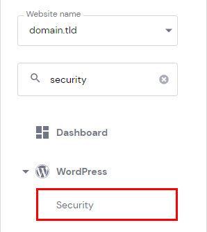 The WordPress Security menu option