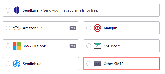 Choosing an SMTP mailer in the Easy WP SMTP plugin