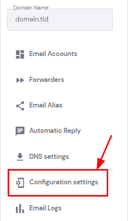 The Hostinger Email Configuration settings option