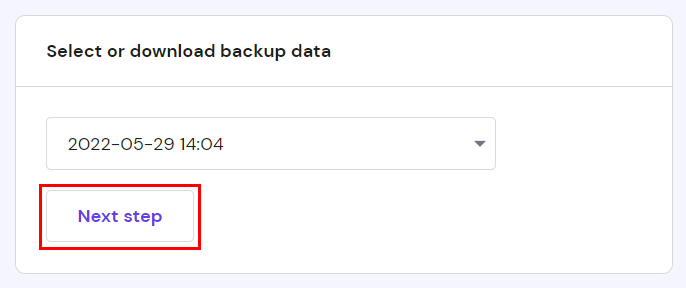 Selecting the preferred date of the backup