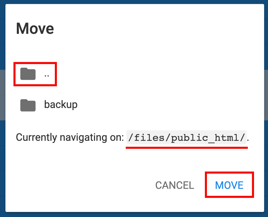 Navigating within the file manager